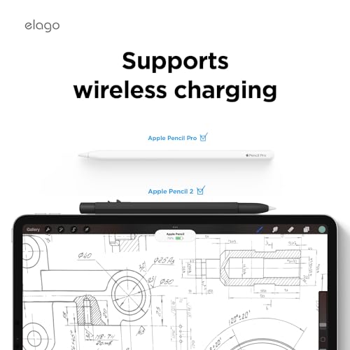 Image of elago x MONAMI Compatible with Apple Pencil Pro Case & Apple Pencil 2nd Generation Case, Compatible with Magnetic Charging, Double Tap, Squeeze, Haptic (Must Read Installation Instructions) (Black)