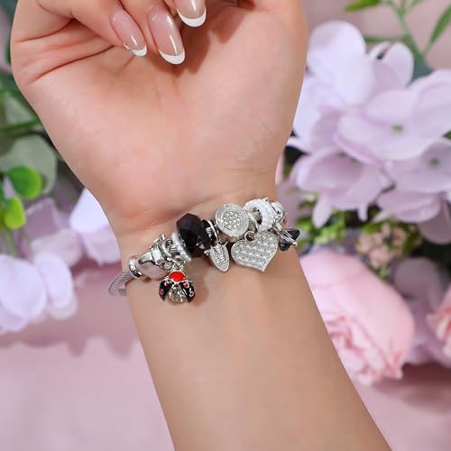 Kawaii Cartoon Bracelet for Women & Girls – Adjustable Stainless Steel Cute Charm Bracelet | Sparkling Crystal Beads, Hypoallergenic, Gift-Ready (6 Styles)3