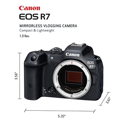 Canon EOS R7 Mirrorless Camera (Body Only), Hybrid Camera, 32.5 Megapixel (APS-C) CMOS Sensor, 4K Video, for Sports, Action, Content Creators, Vlogging Camera, Black