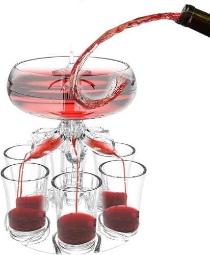 FYKERO Party Drink Dispenser - Touchless Luminescent Shot Glass Dispenser with Shot Glasses Set of 6 Acrylic Beer Dispenser for Cocktail Juice Whiskey Fun Bar Home Accessories