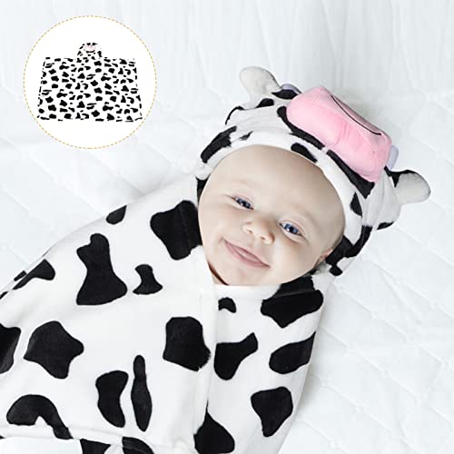 Toyvian Baby Hooded Towel Kid Bath Towel Baby Cow Pattern Flannel Washcloth For Kids Toddlers Newborn 70X100Cm #TOP3