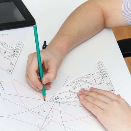 3 Stück Parabelschablone, Transparente Kurvenschablone für Mathematik, Normalparabel Lineal aus Acryl, Zeichenschablone für Studenten, Büro und Designer