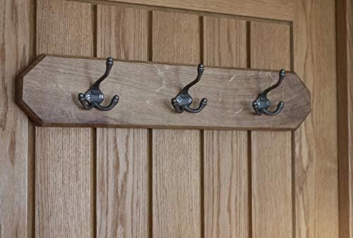 ChromeHardware® | 10 X Hand Forged Cast Iron 1883 Antique Triple Coat Hooks