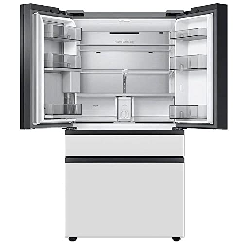 Image of Samsung 29 Cu. Ft. Bespoke 4-Door French Door Refrigerator with Beverage Center, White Glass, RF29BB860012AA