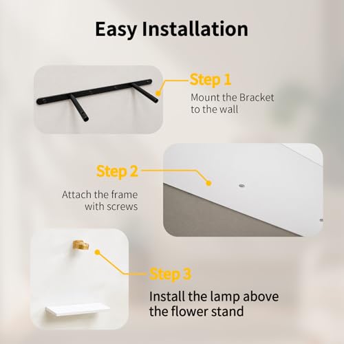 Orvado Floating Shelves for Wall Set of 3, Rechargeable LED Picture Lights with Remote Control, Wooden Plant Display Shelves & Multi-Use Storage Shelving for Indoor Home, White — view 4