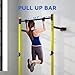 Soozier Folding Squat Rack with Adjustable Pull-Up Bar, 1000 Pounds Capacity Wall Mounted Power Rack, Adjustable Barbell Rack with J Hooks for Home Gym Full Body Workout, Yellow