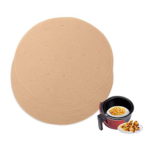 Air Fryer Perforated Parchment Paper Liners,8 Inch Non-Stick Bamboo Steamer Parchment Paper
