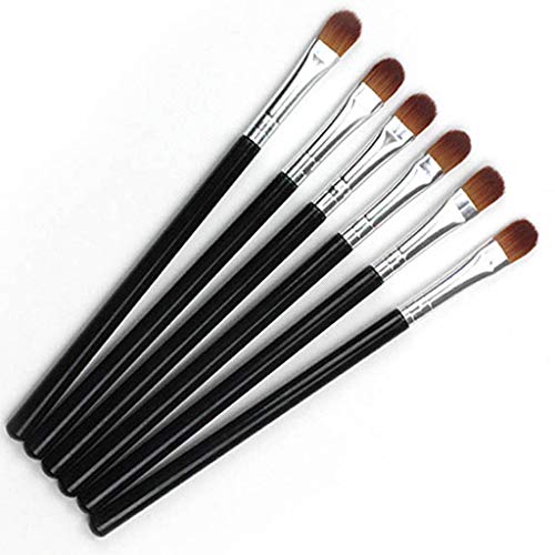 Sunlucky 6Pcs Professional Shader Eyeshadow Brush - All Over Short Flat Shader Eye Makeup Brush With Dense Rounded Natural Hair Bristles To Pack Eye Shadow Powder On Eyelid Premium Quality, Black #TOP5