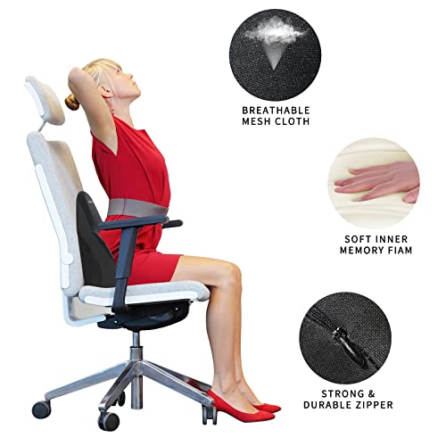 Achiou Lumbar Support Pillow For Office Chair, Back Support Pillow For Car Computer Gaming Chair, Memory Foam Pad Back Cushion For Back Pain Relief Boost Your Lower Back Comfort Zone #TOP3