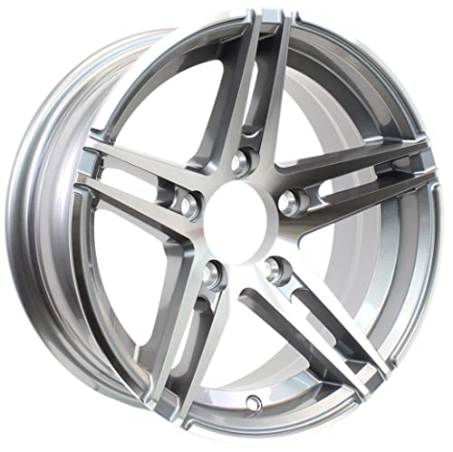 eCustomrim Gunmetal Aluminum Spoke Sidewinder Trailer Rim 15x5 Satin Grey 5 Lug On 4.5 Inch Center