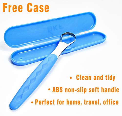 2021 New Version Tongue Scraper Cleaner for Adults & Kids, Medical Grade Metal Tongue Brushes Set with Travel Case(2 Pack)