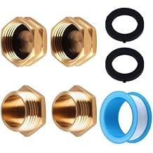 SPEEDWOX 4pcs 3/4" Garden Hose End Caps with Washers Brass Spigot Cap Brass Garden Hose Cap with Washers Female End Caps Male Brasses Pipe Plug Outer Pipes Male Threaded Ended Plug with Tape