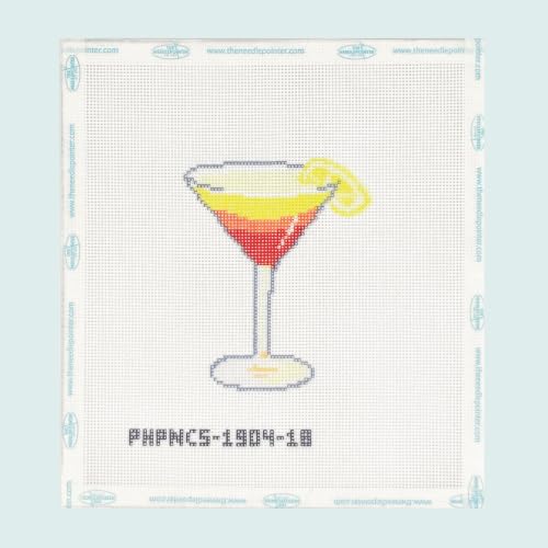 Image of Howie's Needlepoint Drink Needlepoint Kits for Adults & Beginners, 18 Mesh Printed Needlepoint Canvas, Stamped Patterns Canvas Starter Kits(Tequila Sunrise,4 inchx 3 inch)