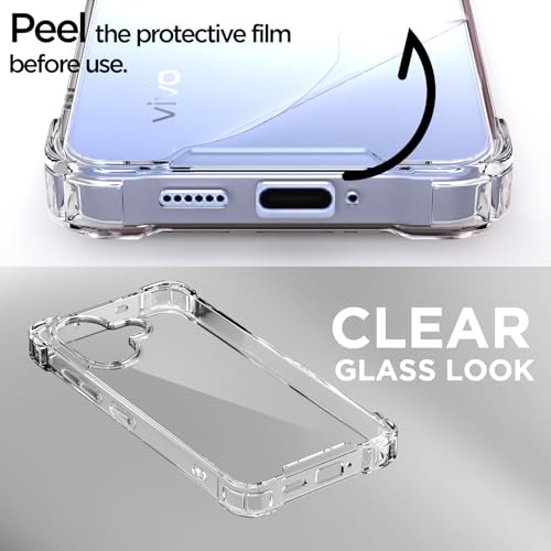 Image of Amazon Basics Back Cover for Vivo V60 Lite 5G PC + TPU Clear Transparent Raised Edges Shockproof Protective Phone Bumper Case (Transparent)