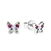 s.Oliver Ohrstecker 925 Sterling Silber Mädchen Kinder Ohrschmuck, mit Zirkonia synth, 0,6 cm, Multicolor, Schmetterling, Kommt in Schmuck Geschenk Box, 2020868
