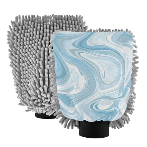 Manopla de lavado de coche abstracta azul claro, guantes de lavado de coche, sin arañazos, esponja de lavado de coche