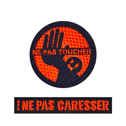 OneTigris Lot de 2 écussons pour chien Orange/noir, matériau réfléchissant haute visibilité, découpe au laser, convient pour harnais de chien