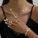 Ensembles de Mariage pour Femmes Bracelet en Strass Argent Collier et Boucles d'oreille Sets pour Femmes Bijoux de mariée Set pour Mariage Prom Jewelry Sets