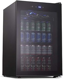 Joy Pebble Beverage Cooler and Refrigerator, 126 Can Mini Fridge with Glass Door