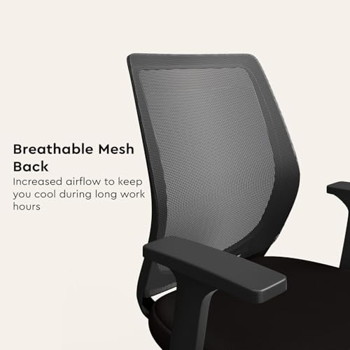 Image of Interio by Godrej Curv Premium Mesh Wide Back Ergonomic Chair for Work from Home /Study | 1 Year Warranty | Height Adjustable Chair | Heavy Duty PP Base | DIY Installation (Black)