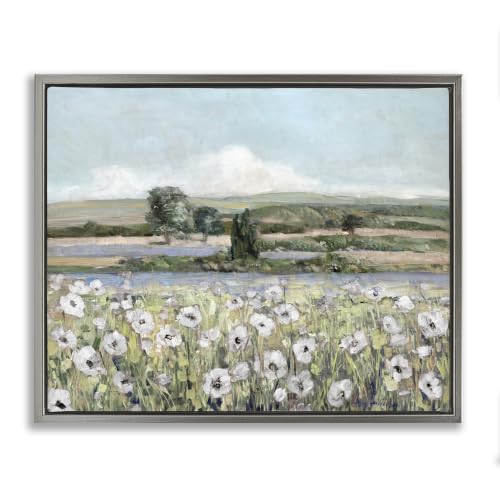 'Rural Flower Meadow Countryside Flowing'| Floating Frame Canvas Art
