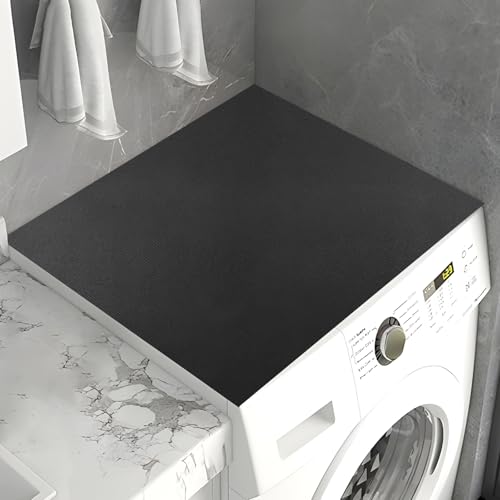 HTTYHT Tapis de Protection Antidérapant pour Dessus de Machine à Laver 60 x 60 cm Noir Imperméable Housse de Protection Dessus Machine à Laver Top Couverture pour Sèche-Linge à Tambour Universelle