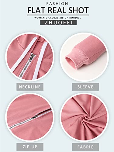 Zhuofei Women’s Zip Up Hoodies Long Sleeve Hooded Sweatshirts Athletic Hoody With Pockets Loose Casual Spring Wear Jackets Green #TOP4