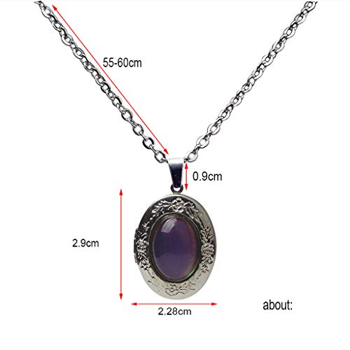 Jude Jewelers Rhodium Plated Retro Vintage Color Changing Mood Oval Shape Statement Pendant Necklace (Oval Shape) #TOP1