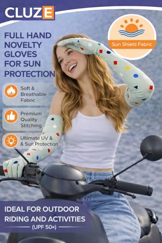 Image of Women's Driving Gloves, Printed Cotton Full Hand Summer Gloves for Protection from Sun Burn /Heat /Pollution (Pack of 1 Pair)