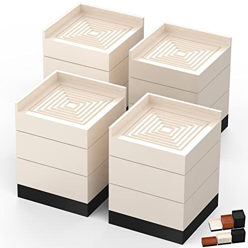 Furniture Risers, Tclouda Bed/Sofa/Desk/Table/Chair Leg/Fridge Lifts To 1.5, 3 And 4 In, Square Adjustable Risers Blocks For Extenders, Heavy Duty Supports Up To 1300 Lbs, 4 In-Apricot-Square #TOP11