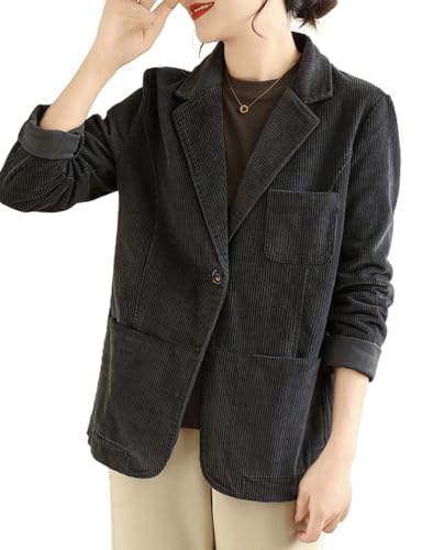 IDEALSANXUN Corduroy Blazer Women 2024 Fall Winter Suit Button Down Jackets Casual Shackets Business Coats