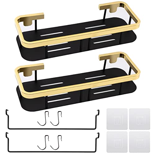 Idocolors 2 Pack Étagère à épices Murale avec Porte-Serviettes et 2 Crochets, Range Epices Cuisine Etagère de Douche Sans Perçage Support Organisateur en Acier Inox Cover