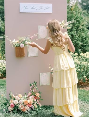 Tiered Ruffles Bridesmaid Dresses with Slit A Line Chiffon Prom Dress for Women Spaghetti Straps Formal Evening Gown2