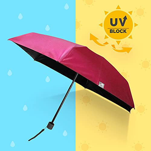 PERLETTI Parasol Kobiecy Lekki Kompaktowy Mały - Parasol Składany z Ochroną Przed Promieniowaniem UV - Parasolka Damska ze Czarną Powłoką Wewnątrz - Średnica 91 cm - Perletti Trend (Metaliczny Róż)