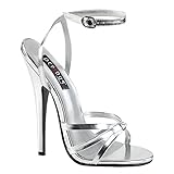 Higher-Heels PleaserUSA Damen Sandaletten Domina-108 mattsilber Gr. 35