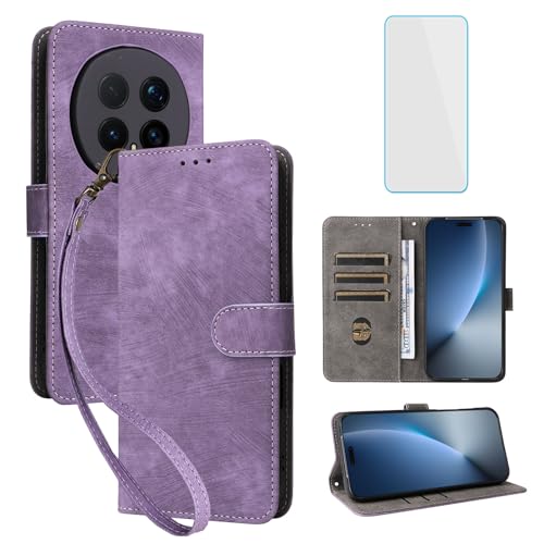 Étui en cuir Honor Magic8 Pro 5G violet chic à rabat et protection écran