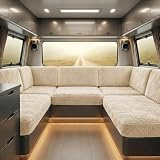 Generico Coprisedile per Camper Idrorepellente Fodera Cuscino Dinette Roulotte in Jacquard con Foglie, Copridivano Estensibile con Cinghie(S8,W 45-65cm*D 45-65cm)