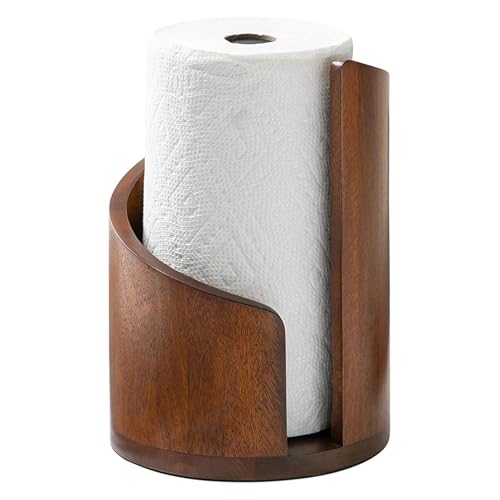 Porta toallas de papel - Portarrollos de madera, dispensador de servilletas de cocina | Diseño con acabado de madera lisa y brillante, producto organizador duradero para rollos de mostrador, ideal