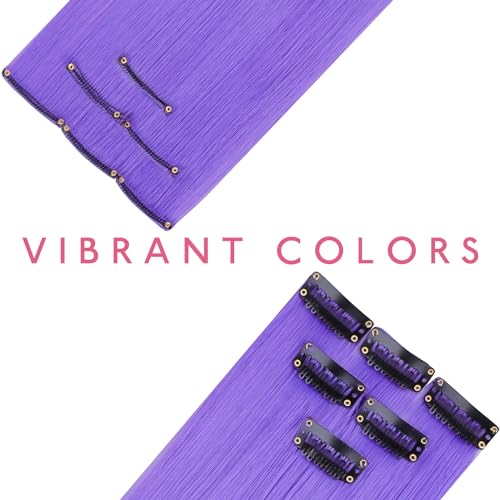 Image of WENNALIFE 12 PCS Light Purple Hair Extensions Clip in, Colored Clip in Hair Extensions for Kids Highlights Rainbow Hair Clips for Girls Synthetic Straight Pop-up Style Colorful Girls Hair Accessories