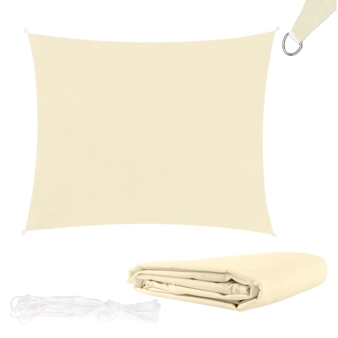 Toile d'ombrage rectangle 2x3m crème imperméable pour votre terrasse ou piscine