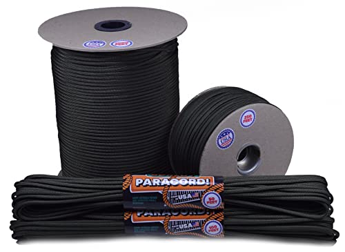 Bored Paracord - 1', 10', 25', 50', 100' Hanks & 250', 1000' Spools of Parachute 550 Cord Type III 7 Strand Paracord Well Over 300 Colors - Olive Drab - 250 Foot Spool