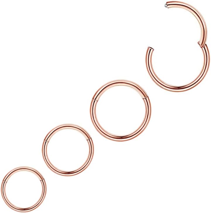 KREZIP Gold Nose Ring Hoop 16G 18G 20G 316L Stainless Steel Hinged Nose Ring Septum Rings Cartilage Daith Tragus Helix Hoop Earrings Hypoallergenic Body Piercing Jewelry for Women Men Girls