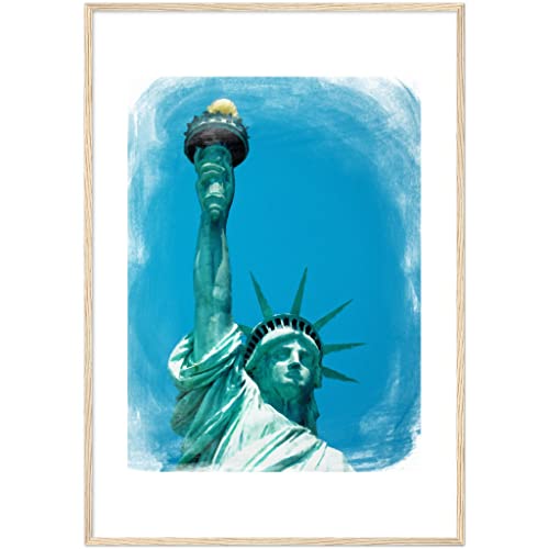 Impression d'art New York Liberty sous cadre noir élégant 30 x 40 cm