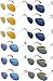Wholesale Bulk Aviator Silver Metal Frame Sunglasses Mirrored Lens Blue Blue-Green Red Yellow -12 Pairs OWL