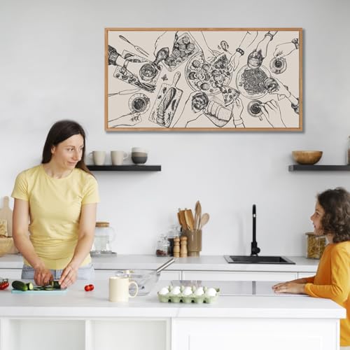 Large BINCUE Framed Pizza Canvas Art for Kitchen and Dining Room Decor