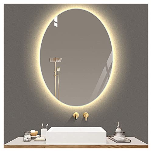 SAKLHDOQ Oval Espejo de Baño con luz led, Espejo de Pared Retroiluminado IP44 Ahorro de energía, Sin Marco (Color : Warm Light, Size : 60x80cm/24x31.5inch) Cover
