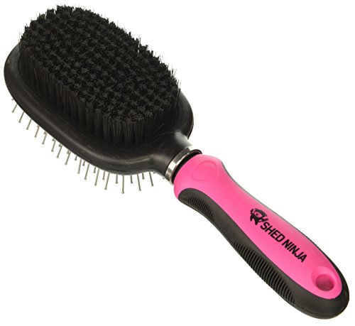Shed Ninja Dog and Cat Brush - Grooming Tool for Short, Medium and Long Hair - Small and Large Animals - Skin and Coat Safe Bristles with Flexible Head - Deshedding Support