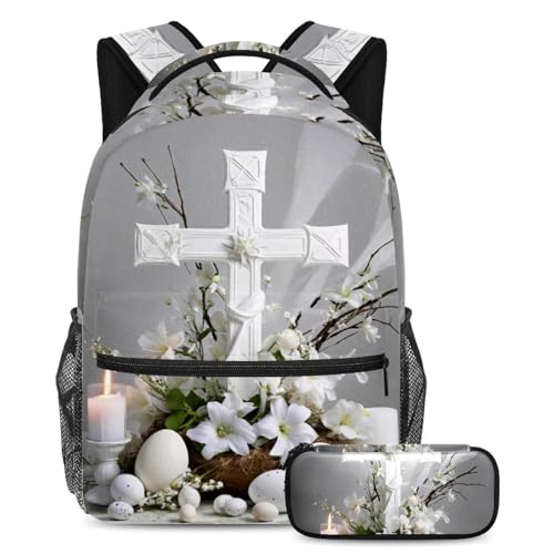 Cartables tendance enfants sac à dos fille garçon trousse école motif croix blanche