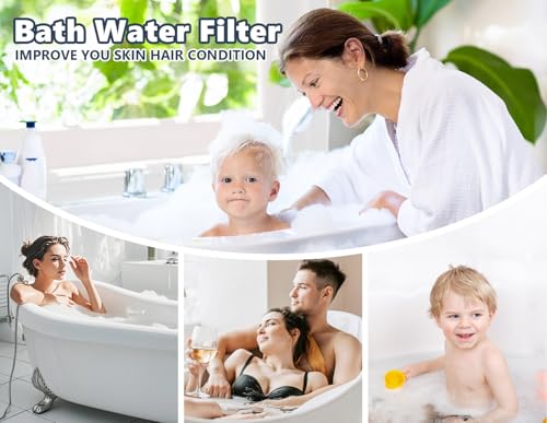 Image of Bathtub Water Filter for Tub with Overflow,2,500 Gallons of Filtration,8 Stages Bath Filter,Remove contaminants,Chlorineand Fluoride,HardWater Softener,BPA Free(Upgrade Version),Chrome
