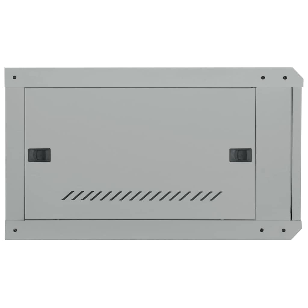 Armadio di rete da parete 53 x 60 x 30 cm, alloggiamento server in acciaio da 19 pollici con porta in vetro di sicurezza, grigio, armadietto dati per ufficio e infrastrutture IT